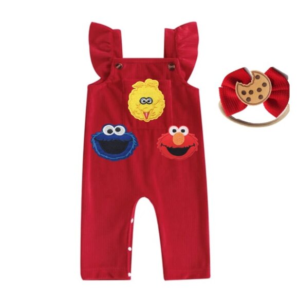 Elmo Jumpsuit First Birthday Bodysuit clothes Sesame Street Romper Cookie - Picture 1 of 5